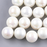 Acrylic Imitation Pearl Beads, AB Color, Round, Seashell Color, 15.5~16x15.5mm, Hole: 1.5mm(X-OACR-S024-15-16mm)