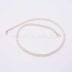 White Acrylic Round Beads Bag Handles, with Zinc Alloy Lobster Clasps and Steel Wire, for Bag Replacement Accessories, Light Gold, 80cm(FIND-TAC0006-24C-02)