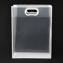 Rectangle Transparent Plastic Bags, with Handles, for Shopping, Crafts, Gifts, White, 40x30cm, 10pcs/bag(ABAG-M002-04A)
