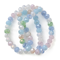 Electroplate Glass Beads Strands, AB Color Plated, Faceted, Rondelle, Misty Rose, 7.5~8x6mm, Hole: 1.5mm, about 69~72pcs/strand, 16.54 inch~17.24 inch(42cm~43.8cm)(EGLA-YW0002-E07)