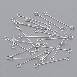 Iron Eye Pins, Cadmium Free & Lead Free Double Sided Eye Pins, Silver, 25x0.4mm, Hole: 1.8mm, Head: 3mm(IFIN-S126-01C-S)