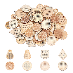 ARRICRAFT 80Pcs 8 Style Doll Wooden Pendants, Mixed Shapes, Mixed Color, 10pcs/style(WOOD-AR0001-07)