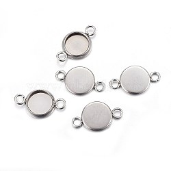 304 Stainless Steel Cabochon Connector Settings, Plain Edge Bezel Cups, Flat Round, Stainless Steel Color, Tray: 6mm, 13.5x8x1.5mm, Hole: 1.5mm(X-STAS-F191-15P-A)