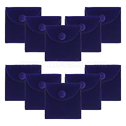 Square Velvet Jewelry Package Bags, Jewelry Gift Pouches with Snap Button Fasteners, Midnight Blue, 7x7cm(ABAG-WH0035-055A-01)