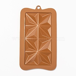 Chocolate Food Grade Silicone Molds, Rectangle with Rhombus Pattern, Resin Casting Molds, Epoxy Resin Craft Making, Peru, 185x103x5mm, Hole: 9mm, Finished Protect: 150x75x7mm(DIY-F068-02)