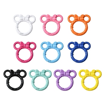 10Pcs Spray Painted Alloy Spring Gate Rings, Rings with Bowknot, Mixed Color, 35x37.5x7mm, Hole: 7mm, inner diameter: 19mm