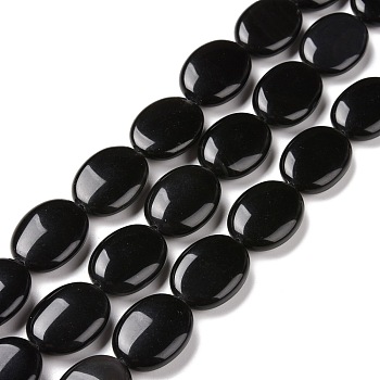Natural Obsidian Beads Strands, Oval, 20x15x6.5mm, Hole: 1.2mm, about 20pcs/strand, 15.55 inch(39.5cm)