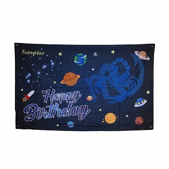 Constellation/Zodiac Sign Polyester Hanging Wall Tapestry, for Home Birthday Decoration, Blue, Scorpio, 180x114x0.21cm, Hole: 9.8mm