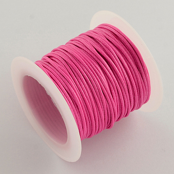 Korean Waxed Polyester Cords, Hot Pink, 1mm, about 10.93 yards(10m)/roll, 25rolls/bag