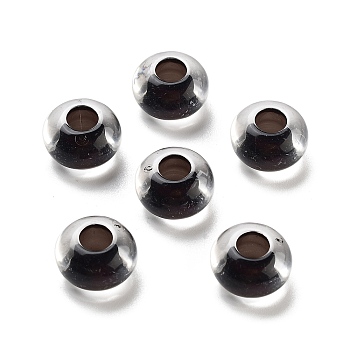 Transparent Acrylic European Beads, Large Hole Beads, Rondelle, Black, 14x8.5mm, Hole: 5.5mm, about 537pcs/500g