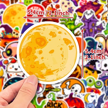 50Pcs Halloween Cartoon Paper Self-Adhesive Picture Stickers, for Water Bottles, Laptop, Luggage, Cup, Computer, Mobile Phone, Skateboard, Guitar Stickers Decor, Mixed Color, 55~57x35~56x0.1mm, 50pcs/set