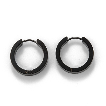 304 Stainless Steel Huggie Hoop Earrings, Hypoallergenic Earrings, Thick Hoop Earrings, Ring Shape, Electrophoresis Black, 20x4mm, Pin: 1mm