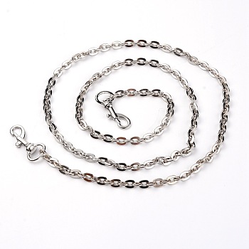 Iron Chain Bag Strap, with Alloy Swivel Clasps, Bag Replacement Accessories, Platinum, 106.4~108.5x0.7x0.7cm
