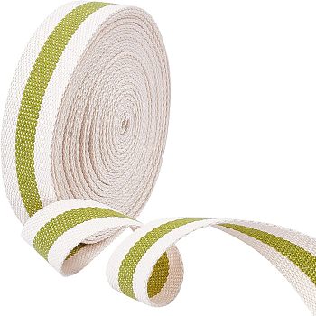 Polyester Braid Ribbon, Flat, Stripe Pattern, Garment Accessories, Yellow Green, 1-1/4 inch(32x1mm), about 10 yards/bundle