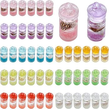 CHGCRAFT 48Pcs 8 Colors Luminous Plastic Pendants, with Conch inside, Drift Bottle Charm, Mixed Color, 24x10~10.5mm, Hole: 2mm, 6pcs/color