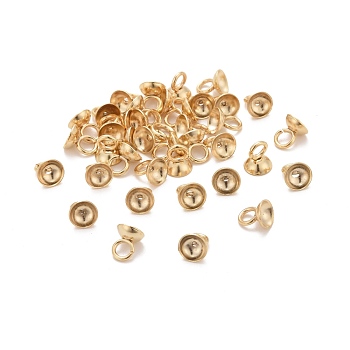201 Stainless Steel Bead Cap Pendant Bails, for Globe Glass Bubble Cover Pendants, Golden, 6.5x5mm, Hole: 3mm