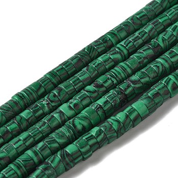 Synthetic Malachite Beads Strands, Disc, Heishi Beads, 6x3mm, Hole: 0.9mm, about 121pcs/strand, 14.96''(38cm)