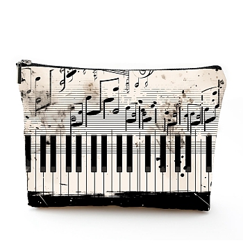 Polyester Wallet, Makeup Bag, with Zipper, Rectangle, Musical Note, 17x25cm