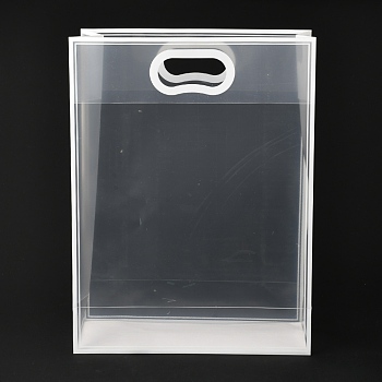Rectangle Transparent Plastic Bags, with Handles, for Shopping, Crafts, Gifts, White, 40x30cm, 10pcs/bag