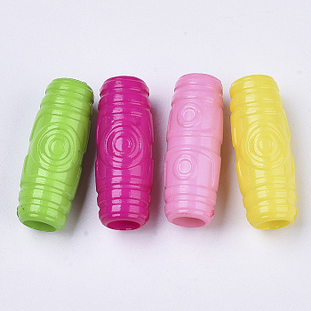 Opaque Acrylic Beads, Large Hole Beads, Oval, Mixed Color, 28x10.5mm, Hole: 6mm, about 340pcs/500g