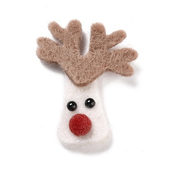 Wool Felt Display Decorations, Christmas Reindeer/Stag , WhiteSmoke, 60x50x7.5mm