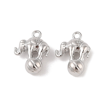 Brass Charms, Elephant, Real Platinum Plated, 12x9x4mm, Hole: 1.2mm