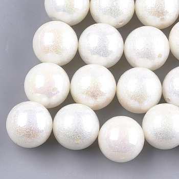 Acrylic Imitation Pearl Beads, AB Color, Round, Seashell Color, 15.5~16x15.5mm, Hole: 1.5mm