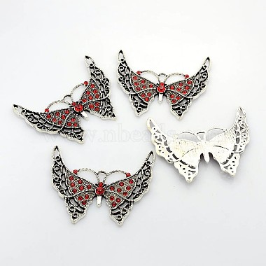Antique Silver Plated Alloy Rhinestone Butterfly Pendants(ALRI-N020-01)-3