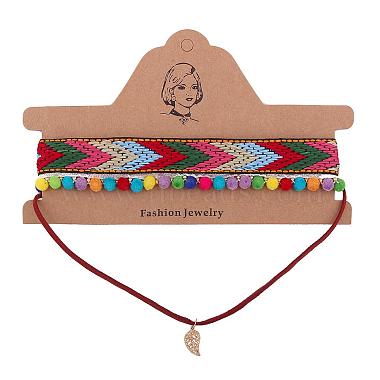 Woven Cloth Choker Two-Tiered Necklaces(NJEW-N0059-076)-2