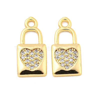 Real 18K Gold Plated Clear Lock Brass+Cubic Zirconia Pendants