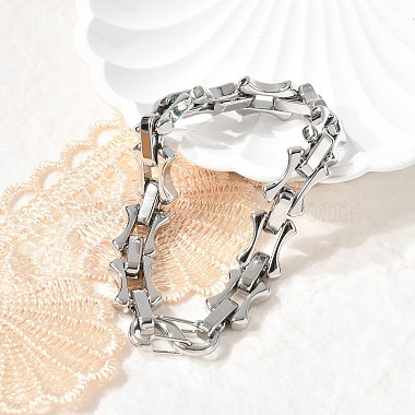 304 Stainless Steel Bone Link Chain Bracelets for Women Men(BJEW-F488-65P)-2