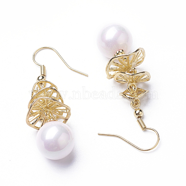 (vente d'usine de fêtes de bijoux) boucles d'oreilles pendantes en perles synthétiques(EJEW-P179-03G-04)-2