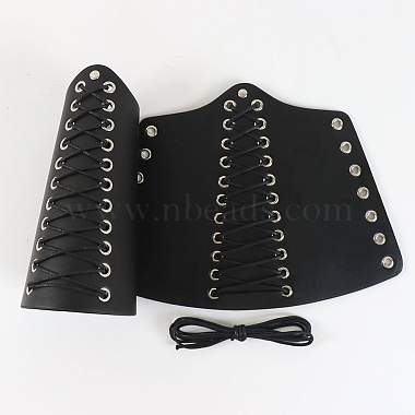 WADORN PU Leather Wide Elastic Corset Belts & Cuff Wristband Arm Guard(AJEW-WR0002-04)-4