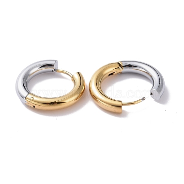 Two Tone 304 Stainless Steel Hinged Hoop Earrings for Women(EJEW-A073-01C)-2