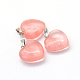 Heart Dyed Cherry Quartz Glass Pendants(G-Q371-03)-2