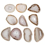 Natural Druzy Agate Slice Cabochons, Nuggets, WhiteSmoke, 48~105x39~68x4~7mm, about 25pcs/1000g(G-F826-E01)