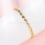 Brass Link Chain Bracelets for Women, Coffee Bean, Long-Lasting Plated, Rack Plating, Cadmium Free & Lead Free, Real 18K Gold Plated, 7-1/2 inch(19cm)(BJEW-C140-08G)