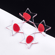 Transparent Resin Pendants, Star, Red, 37.5x39.5x5mm, Hole: 1.4mm(CRES-S362-008A)