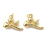 Rack Plating Brass Charms, with Jump Ring, Lead Free & Cadmium Free, Long-Lasting Plated, Cupid Charm, Real 18K Gold Plated, 10.5x15x4mm, Hole: 2.6mm(KK-D026-18G)