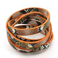 PU Leather Cord, Imitation Snake Skin, Dark Orange, 10x2mm, about 1.31 yards( 1.2m)/strand(LC-D005-09)