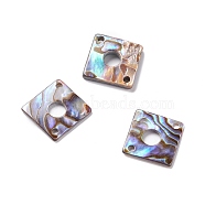 Sea Shell Connector Charms, Rhombus, Colorful, 16x16x1mm, Hole: 1.4mm(SSHEL-C008-17)