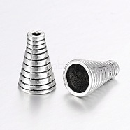 Tibetan Style Cone Alloy Bead Caps, Antique Silver, 15.5x10mm, Hole: 2~8mm(PALLOY-I112-12AS)
