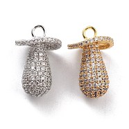 Brass Micro Pave Clear Cubic Zirconia Pendants, Long-Lasting Plated, Nipple, Mixed Color, 24.5x15.5mm, Hole: 3mm(KK-M222-06)