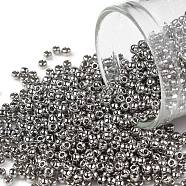 TOHO Round Seed Beads, Japanese Seed Beads, (713) Olympic Silver Metallic, 11/0, 2.2mm, Hole: 0.8mm, about 50000pcs/pound(SEED-TR11-0713)
