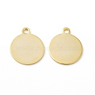 Brass Pendants, Cadmium Free & Lead Free, Flat Round Charm, Real 24K Gold Plated, 11.5x10.5x0.5mm, Hole: 1.2mm(KK-A172-05G)