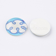 Tempered Glass Cabochons, Half Round/Dome, Cloud Pattern, Colorful, Size: about 22mm in diameter, 6mm thick(GGLA-22D-8)