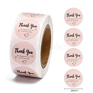 1 Inch Thank You for Supporting My Small Business Stickers, Adhesive Roll Sticker Labels, for Envelopes, Bubble Mailers and Bags, Pink, 25mm, 500pcs/roll(DIY-M005-C04)