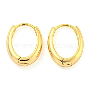 Oval Brass Huggie Hoop Earrings for Women, Real 18K Gold Plated, 16x12.5mm(EJEW-M255-01G)