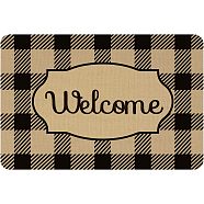 Linen and Rubber Ground Mat, Rectangle with Word Welcome, Black, Word, 40x60cm(AJEW-WH0142-012)