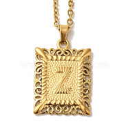 201 Stainless Steel Cable Chain Rectangle with Letter Pendant Necklaces, Golden, Letter Z, 19.96 inch(50.7cm)(NJEW-M070-01G-Z)